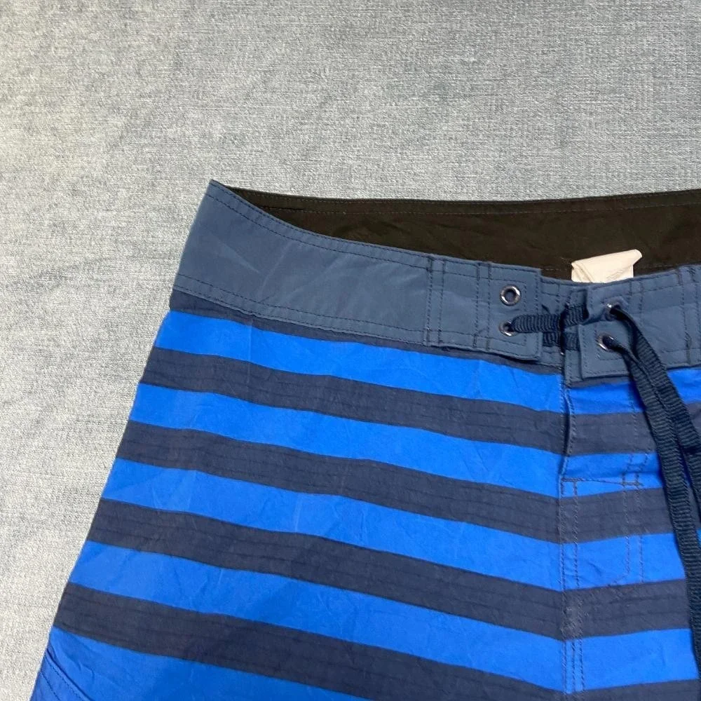 Quiksilver Board Shorts Men 34 Blue White Colorblock Surfing Swimwear Drawstring